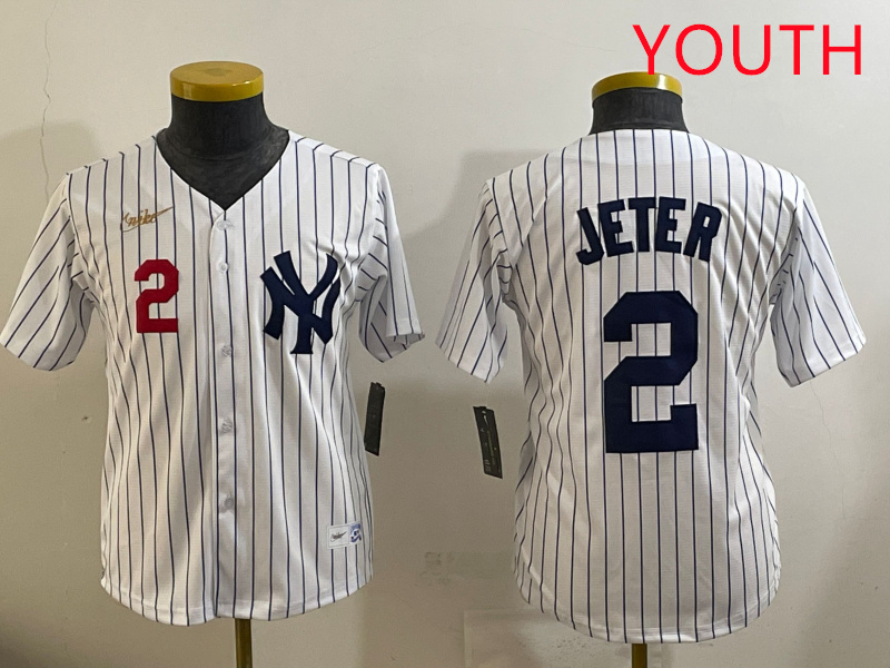 Youth New York Yankees #2 Jeter White 2025 Nike MLB jersey style 15